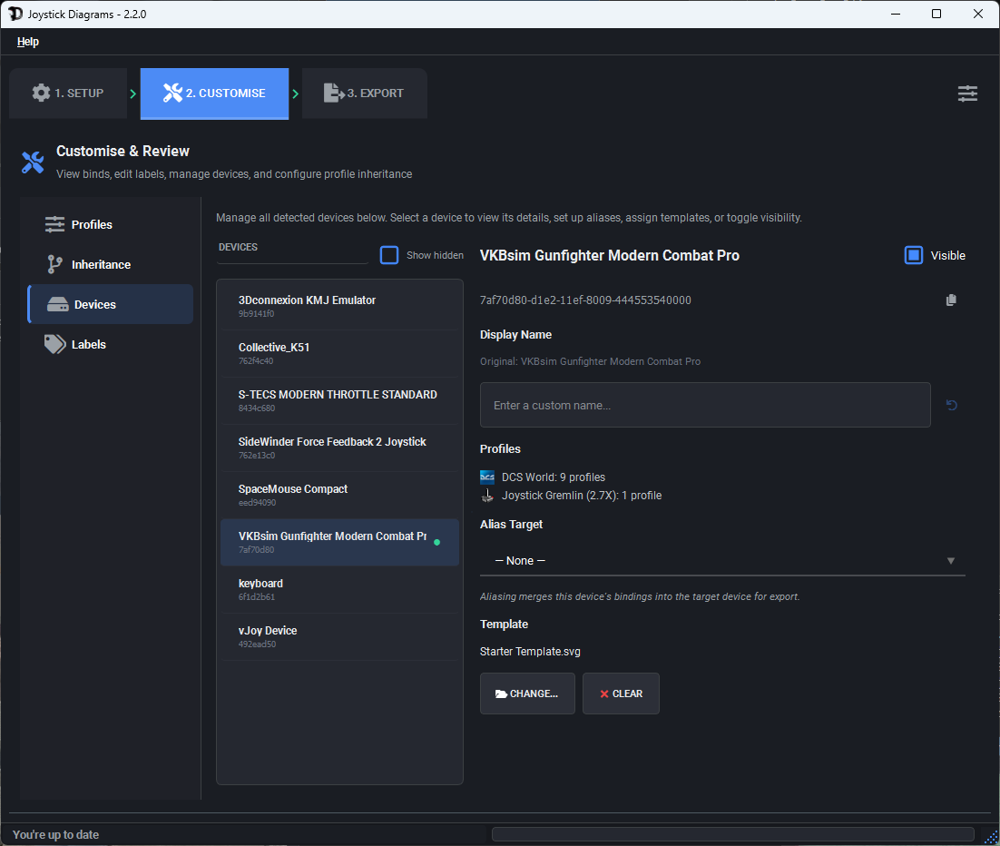 Device management in Joystick Diagrams
